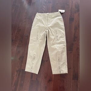 NWT Scotch & Soda Ripstop Cargo Pants Women Army Green Zippers Cinch Waist